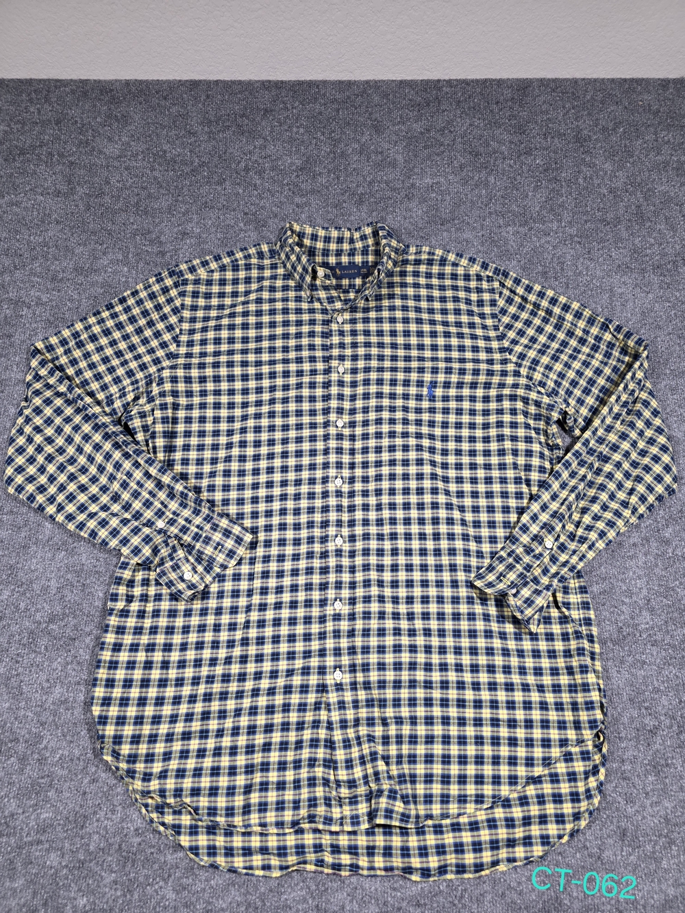 Ralph Lauren Yellow and Navy Plaid Button-Down Shirt
